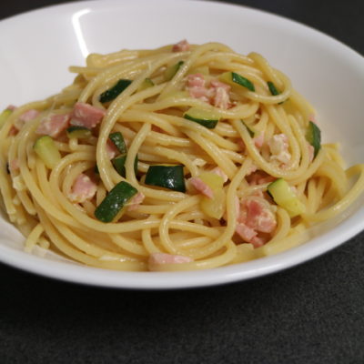 Spaghetti With Lemon, Bacon And Zucchini
